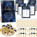 Patelai 321 Pcs Baby Shower Games Supplies, 5 Sets (50 Cards Each) Activities Cards with 20 Pencils 1 Don't Say Baby Sign 50 Clothespin(Twinkle Little Star)