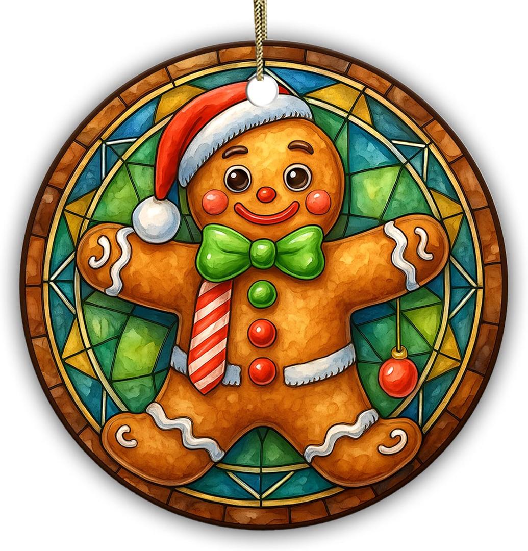 Handmade Gingerbread Man Christmas Ornament  Cute Candy Cookie Holiday Tree Decoration, Funny Festive Gift for Kids, Family, Friends, Gingerbread Lover Dcor Keepsake