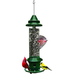 Squirrel Buster Plus Squirrel-proof Bird Feeder w/Cardinal Ring and 6 Feeding Ports, 5.1-pound Seed Capacity, Adjustable, Pole-mountable (POLE ADAPTOR SOLD SEPARATELY), Green