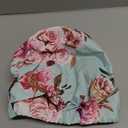 INNELO Luxury Shower Cap for Women Reusable Waterproof, Double Layered Shower Hair Cap with Adjustable Elastic Strap, Large Satin Lined Shower Bath Cap for Long Curly Straight Hair, Green-Flower