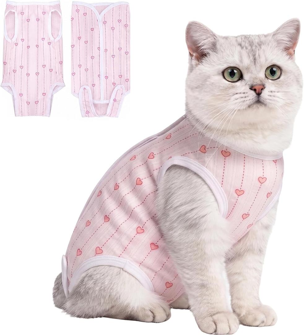 Coppthinktu Cat Recovery Suit for Spay Abdominal Wounds, Breathable Cat Onesie for Female Cats After Surgery, Kitten Surgical Recovery Body Suit Cone Alternative Anti Licking