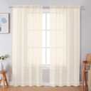 Simplebrand Cream Sheer Curtains 72 Inches Long 2 Panels for Living Room, Rod Pockets Airy Window Treatments Voile Sheer Curtains Panels Lightweight for Front Back Patio Glass Door, 42" Width