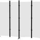 Room Divider 4-Panel Privacy Screen with 3 Support Foot, Portable Screen Steel Frame with Hook&Loop for Home, Office, Classroom, Studio, Meeting (White)