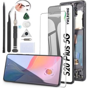 OLED Screen for Samsung Galaxy S20 Plus 5G G986 Screen Replacement for Samsung Galaxy S20 Plus G985 LCD Display Touch Screen Digitizer Assembly Replacement with Toolswith Fingerprint, Black Frame
