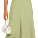 KIRUNDO Women's 2026 Spring Summer Satin Wedding Guest Midi Dress Off The Shoulder Wrap Party Cocktail Formal Prom Dresses (X-Large, Tender Green)