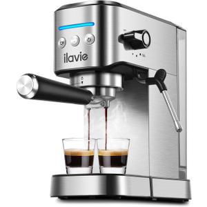 20Bar Espresso Machine, With Milk Frother Steam Wand, 1000ML Removable Water Tank, Ideal for Cappuccino, Latte and Espresso, for Home Use, Silver