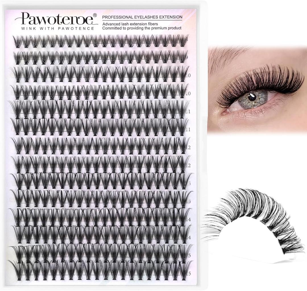 Individual Eyelashes 30D Curl Natural Cluster Lashes Individual Cluster 280pcs 8-15mm Mix Eyelash Clusters Lash Extensions for Self Application at Home(30D-0.07D-MIX)