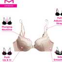 Maidenform Women's Push-Up Bra, Love The Lift Lace Demi Push-Up Bras for Women, Smoothing, Underwire, Convertible Straps (Black, M)