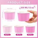 Greencian 120Pcs Pink Paper Ice Cream Cups 12 oz Disposable Gradient Pink Paper Dessert Snack Bowls Spring Summer Food Yogurt Cup Containers for Food Soup Candies Bride Shower Easter Party Supplies