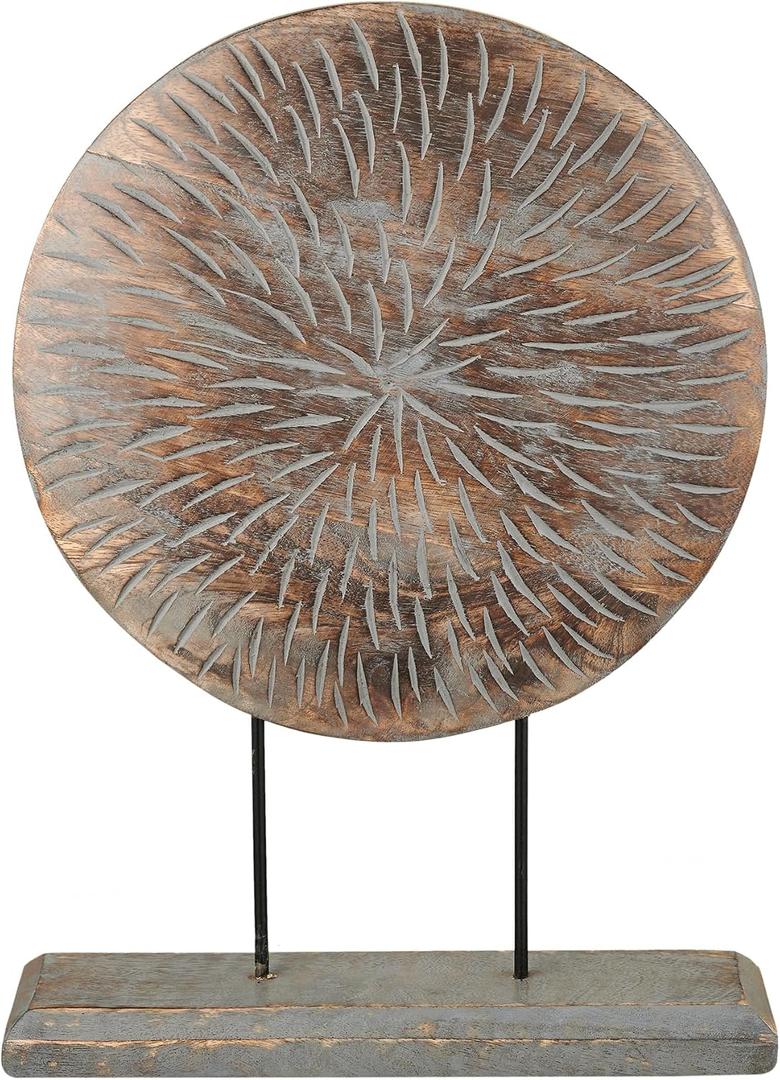 Farmhouse Table Sculpture Home Decor Statue Mandala Carved for Modern Home 10" x 14", Living Room, Fireplace Mantel Shelf, Table and Entryway Decor Stand (Design 6)