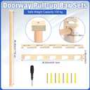 Leinuosen Doorway Pull-up Bar Sets Adjustable 5 Levels Wooden Doorway Pull-up Bar and 2 Door Frame with 6 Sets of Screw-in Heavy-duty Door-mounts to Fits 118cm