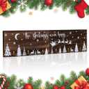 Wooden Christmas Stocking Holder Xmas Stocking Hangers for Wall The Stocking were Hung Wood Hanging Sign with 6 Hangers for Christmas Fireplace Mantel Decorations 24.8inches (Winter Forest)
