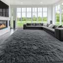 OLANLY 9x12 Machine Washable Large Area Rugs for Living Room, Bedroom, Soft Fluffy Shaggy Bedside Rug, Indoor Floor Carpet for Kids Girls and Boys, Dorms, Nursery, Home Decor Aesthetic, Grey