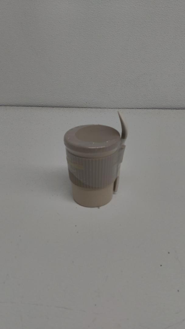 Small Beige Cup With Lid And Spoon Small Beige Cup With Lid And Spoon