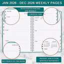 Planner 2026 - Weekly & Monthly Planner Runs from January 2026 to December 2026, 8.5 x 11", 12 Month Tabs, Inner Pocket, PU Leather Cover with Twin-Wire Binding, Monthly Planners 2026, Teal