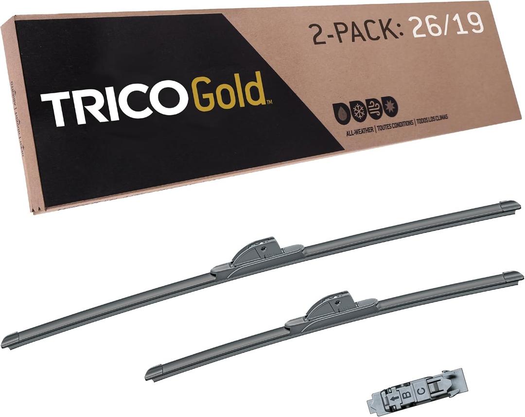TRICO Gold (18-2619) 26 & 19 Inch Automotive Replacement Windshield Wiper Blades Super Premium All Weather Beam Blade for Select Vehicle Models, 2 count (Pack of 1)