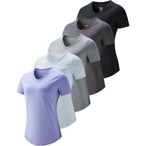 Women's Dry Fit Short Sleeve T Shirts, Athletic Workout Tee Tops for Gym Yoga Running (Set 4, X-Large)
