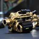 Metal Fidget Toys Gun for Adults: EDC Stress Relief Fidget Spinner Toy, 5 in 1 Mini Cool Fidgets Guns with Slider & Finger Ring for Men (JJ007 - Gold)