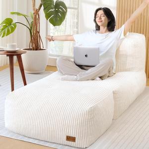 Big Bean Bag Chair for Adults, 66.9"x31.5" Lounger Large Bean Bag Sofa, Memory Foam Filled Beanbag Chair for Living Room, Bedroom, Balcony - Ergonomic Support & Premium Comfort (Beige)