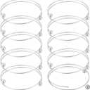 PH PandaHall 10pcs Stainless Steel Wire Bracelet Adjustable Bangle Bracelet Blank Cuff Bracelet with Removable Ball Bead Expandable Blank Bangle Bracelets for Jewelry Making, 2.5 inch - Platinum