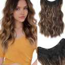 Clip in Hair Extensions for Women, Long Wavy Synthetic Hairpieces Fake Hair Extension Clips, One Piece Clip in Hair Pieces(Balayage Dark Brown to Blonde)