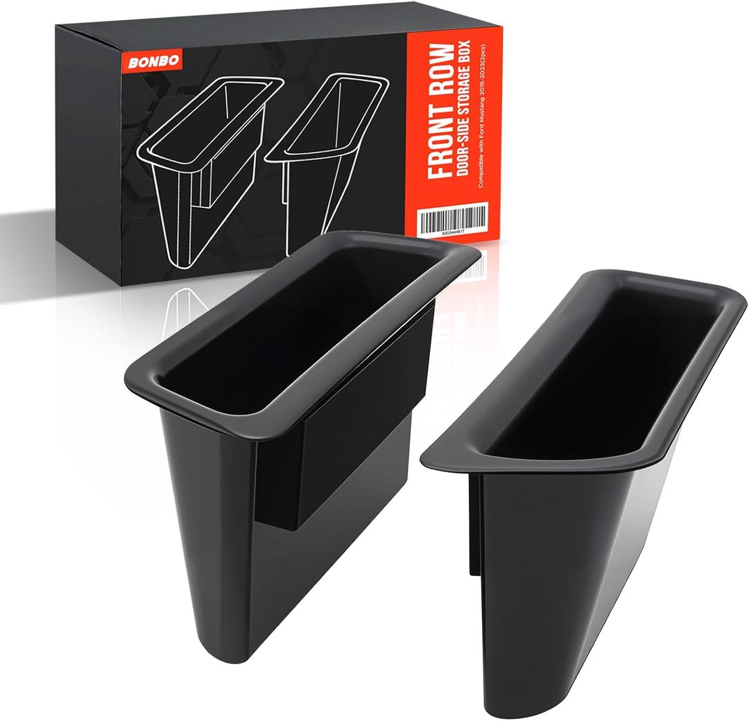 Bonbo Front Row Door Side Storage Box Handle Tray Interior Accessories Compatible with Ford Mustang 2015-2023(2pcs)