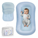 Baby Lounger - Baby Lounger for Newborn, 0-24 Months, Infant Lounger for Home and Travel, Soft Cotton, Baby Nest Lounger, Newborn Babies Essentials Gifts, Zuma Blue (Lounger Cover Included)