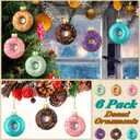 6 Pack Christmas Cupcake Ornaments Glass Christmas Tree Donut Hanging Ornaments Mini Glass Blown Cupcake Donut Dessert Decor Set for Xmas Tree Pendant Home Birthday Party Decoration(Donut Style)