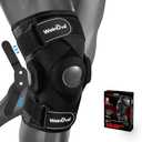 Welnove Knee Brace Support & Compression. Knee Sleeve Cross Straps for Knee Stability, Removable Metal Hinges for Running, Workout, Meniscus Tear, ACL, MCL, Arthritis - Men and Women(X-Large)