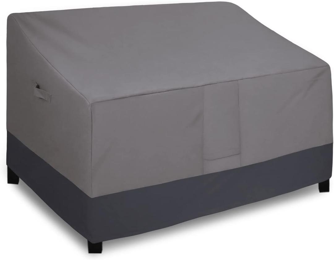 Easy-Going Waterproof Outdoor Sofa Cover - Heavy Duty 2 Seater Outdoor Loveseat - Windproof Patio Furniture with Air Vent (60Wx35Dx35H inch, Gray/Dark Gray)