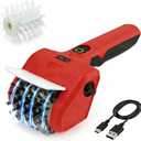 TOOLSPACE Cordless Electric Grill Brush, Rechargeable Grill Cleaner with 2PCS 360 Rotating Brush Heads, 700 RPM Powerful Cleaning for Outdoor Grills, Griddles & Barbecues (Red Black)