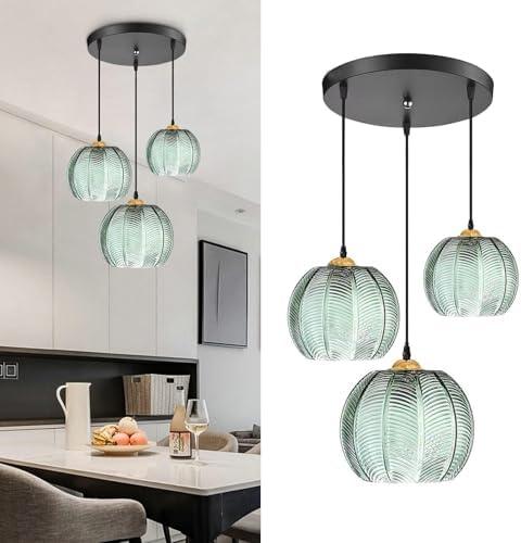 Modern Style Battery Operated Pendant Light,Battery Ceiling Light fixtures with Rechargeable Bulbs Remote Control 10 Colors Modes Dimmable Kitchen Island Hanging Light(3 Light)