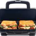 Proctor Silex Deluxe Hot Sandwich Maker With Easy-Clean Durable PFAS-Free Nonstick Ceramic Plates, Fits up to 2 Grilled Cheese, Ruebens, Tortas or Subs, Stainless Steel (25415MN)