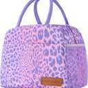 douyadady Lunch Bag Women/Men Lunch Box Women/Men (Purple Leopard)