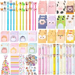 170 Pcs 24 Set Stationery Party Favors for Kids Return Gifts for Birthday Party with Cute Sticky Notes for School Birthday Goodie Bags Gift Rewards Prizes Bulk Office Supplies