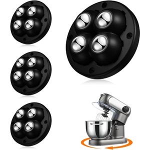 Self Adhesive Caster Wheels, Appliance Rollers for Kitchen Appliances, 360 Swivel Universal Wheel Mini Ball Transfer Roller for Storage Box, Small Furniture (with 4 Ball Bearings, Black, 4 PCS)