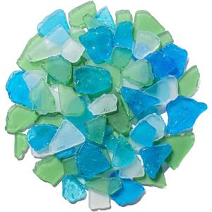 Keedolla Tumbled Sea Glass for Crafts - 10 OZ Flat Frosted Seaglass Pieces Crushed for DIY Art Crafts, Vase Filler, Beach Weddings, Aquarium and Home Decor - Blue, White, Green