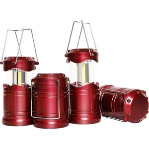 Lichamp LED Camping Lantern, 4 Pack Battery Powered Flashlight for Power Outages, Portable Collapsible Hanging Light Essential for Home, Outdoor, Emergency Lamp Survival Kit Gear for Hurricane, B4BD (Burgundy)