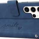 Wallet Case for Samsung Galaxy S24 Ultra, Galaxy S24 Ultra Case with Card Holder Leather Flip Case with Kickstand Magnetic Protection Compatible with Samsung Galaxy S24 Ultra Smile Blue