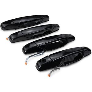 Exterior Black Door Handle Compatible with 2007 2008 2009 2010 2011 2012 2013 2014 Chevy Silverado Suburban Avalanche Tahoe, GMC Sierra Yukon, Cadillac Escalade - Front Rear Driver Passenger Side