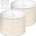 Lamp Shades 8.7" Top x 8.7" Bottom x 7.9" Height Set of 2 – Small Beige Lampshades – Fits E26, E14 & 11mm Adapters – Easy Assembly (Ships Rolled Flat) (Beige - Pack of 2, Small)