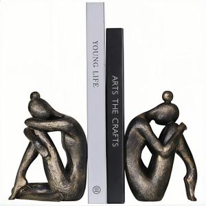 Decorative Resin Bookends for Shelves - Heavy Duty Book Ends Holder, Stopper for Office Desk, Bookshelf Organizer, Book Support (2 Pack) (A1)