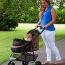 Pet Gear No-Zip Special Edition 3 Wheel Pet Stroller for Cats/Dogs, Zipperless Entry, Easy One-Hand Fold, Removable Liner, Cup Holder, Chocolate