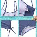 Funnycokid Teen Girls Swimsuit Padded Bathing Suit 2 Piece Tankini Contrast Trim Ruched Design Swimwear 9-16Y (15-16 Years, Blue)