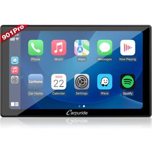 Carpuride W901 Pro Portable Carplay & Android Auto with Dula Bluetooth, 9 inch 1080P Touch Screen, Mirror Link/GPS/Siri/FM, Support Truck Dashboard Mounted