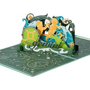 Gemini Pop Up Birthday Card for Women & Men, 3D Zodiac Greeting Card with Pull-Out Note Card & Envelope, Astrology Birthday Gift for Gemini Lovers, Handmade Keepsake Card 6" x 8"