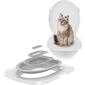 Cat Toilet Training Kit, Toilet Training for Cats,Professional Cat Urinal Reusable Kit System Trainer Seat Tool Pet Cleaning Most Toilets with Extra Tray Environment (Gray)