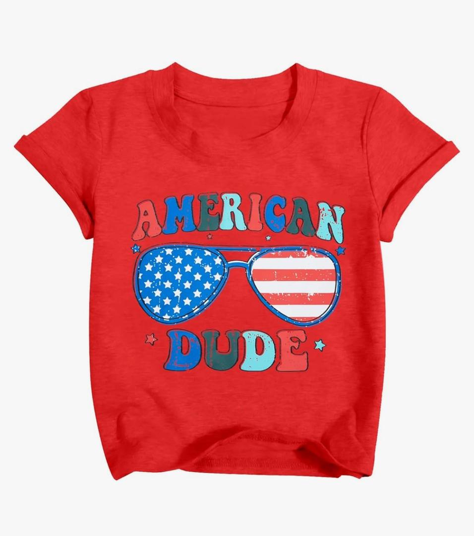 FRYAID 4th of July Shirt Toddler Baby Boys Girls American Flag Patriotic Tshirt Little Kids Cotton Tee Clothes (160)