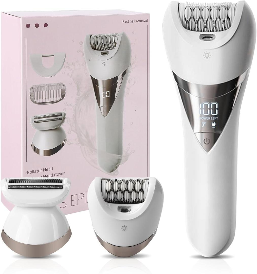 Electric Women's Epilator,Cordless Epilators Hair Removal,Women Shaver for Face,Chin,Arm,Leg,Armpit,Bikini Trimmer,Shave& Epilate,Wide Head for Fast Epilation,Wet & Dry,2 Speeds