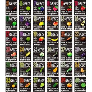 Geyee Pregnancy Sign 5 to 40 Weeks Weekly Milestone Belly Bump Tracker Pregnancy Announcement Milestone Cards Countdown Chalkboard Calendar Card Weekly Baby Size Photo Prop Gift for Pregnant Women Mom